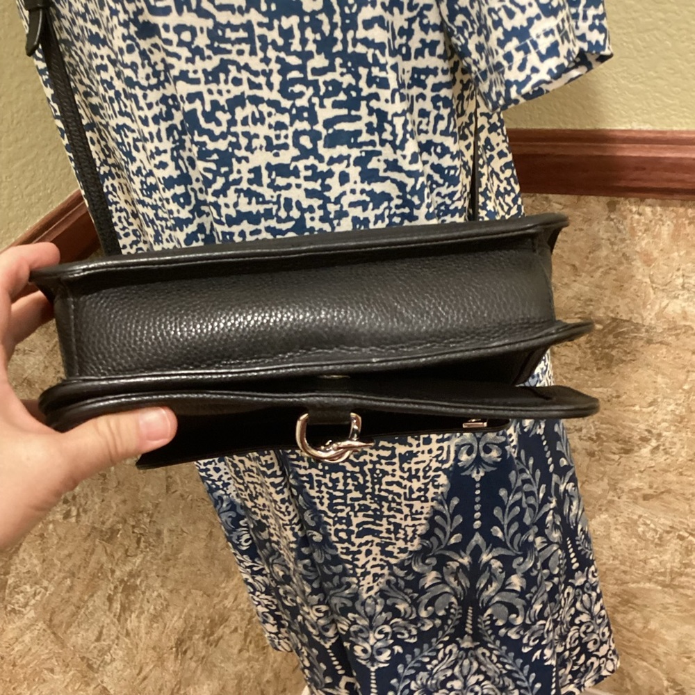 REBECCA MINKOFF Bowery Top Handle Leather Crossbody Bag Black Tailored Handbag - Picture 6 of 10